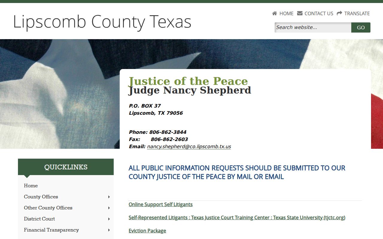 Lipscomb County Justice of the Peace contact and traffic fine payment information