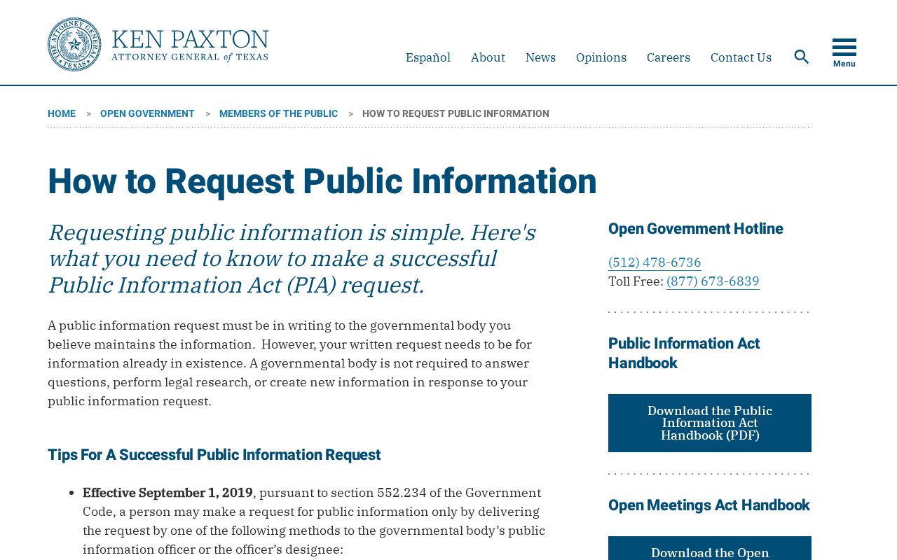 Texas Attorney General guide to requesting public information in writing